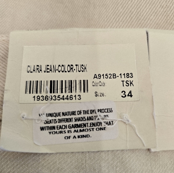 AGOLDE CLARA JEANS TUSK WIDE LEG LOW RISE Cream Organic Cotton 34 Waist 21" - Picture 8 of 8